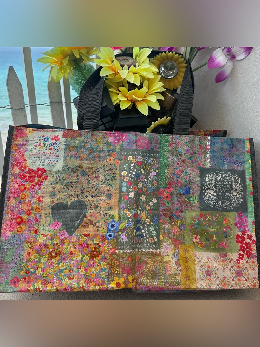 NATURAL LIFE Stylish Multicolor Floral Tote Bag - Picture 2 of 7